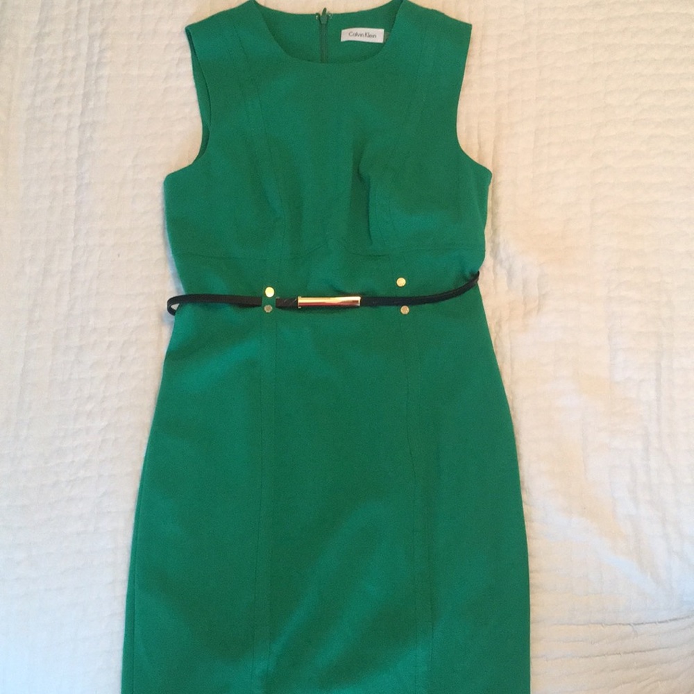 Green work dress